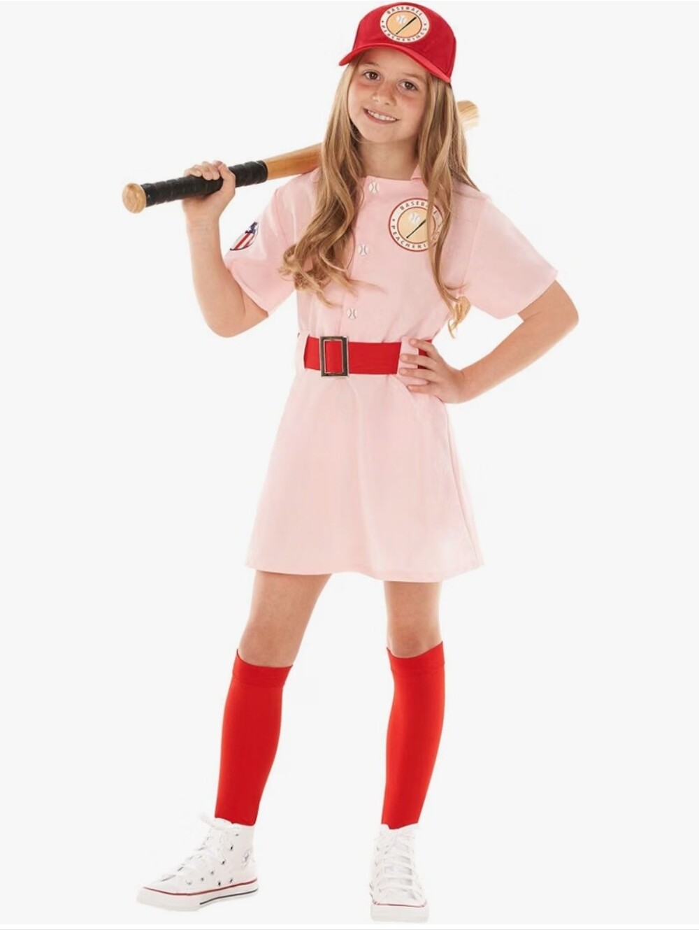 Girls Pink Retro Baseball Costume - size XL